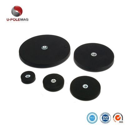 Strong Pull M8 Thread Neodymium Rubber Coated Pot Magnet Industrial Grade Non Slip Mount