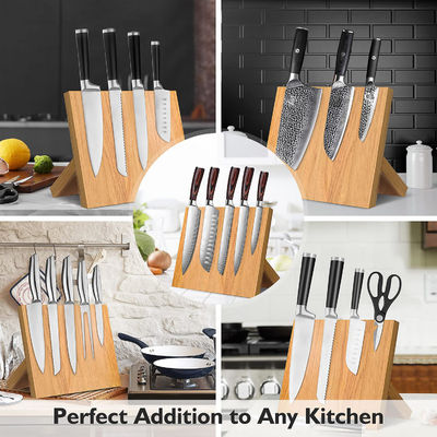 Organizational Magnetic Bamboo Wooden Knife Holder for Kitchen Counter Custom Size