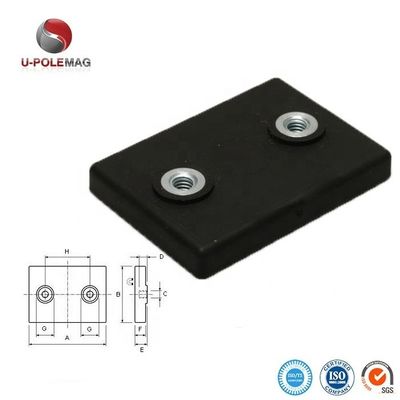 Custom Rubber POT Coated Neodymium Rectangular Magnets with Two Holes Full Force As Request