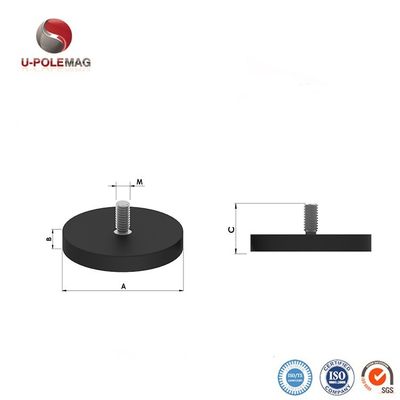 Neodymium Magnet Rubber Pot Magnets With And Custom Packing And M6 M8 Threaded Holes