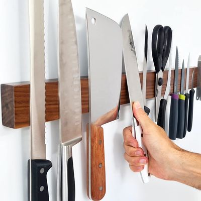 Practical Kitchen Tool Walnut Magnetic Knife Holder with Multi Purpose Functionality