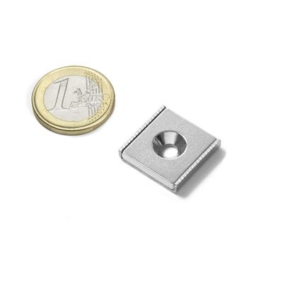 NdFeb Block Magnet Steel Channel POT with 1 Countersunk Hole For Industry Processing
