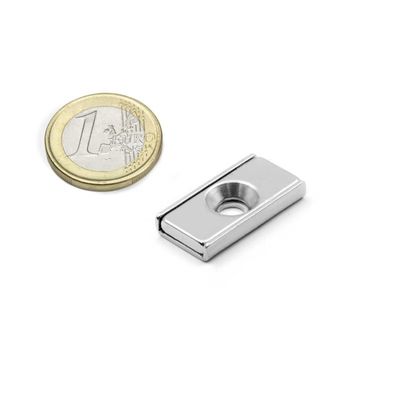 NdFeb Block Magnet Steel Channel POT with 1 Countersunk Hole For Industry Processing