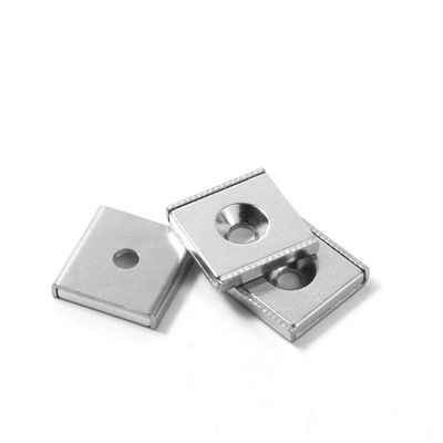 NdFeb Block Magnet Steel Channel POT with 1 Countersunk Hole For Industry Processing