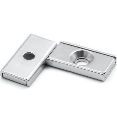 NdFeb Block Magnet Steel Channel POT with 1 Countersunk Hole For Industry Processing