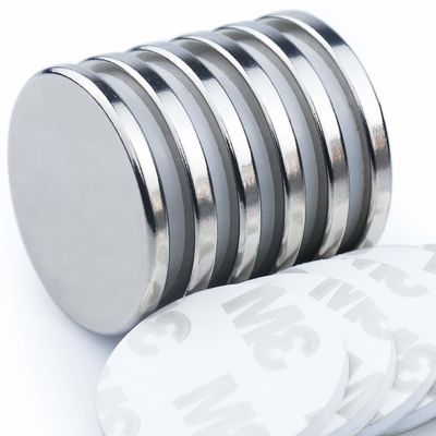 NiCuNi Coated Custom NdFeB Magnet N35 N42 N48 N52 Neodymium Disc Magnets with 3M Adhesive