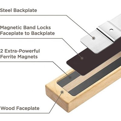 Eco-friendly 16 inch Magnetic Knife Strip Rubber Wood Kitchen Magnet Holder for Wall