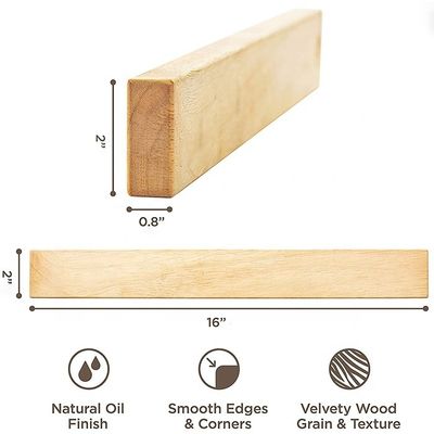 Eco-friendly 16 inch Magnetic Knife Strip Rubber Wood Kitchen Magnet Holder for Wall