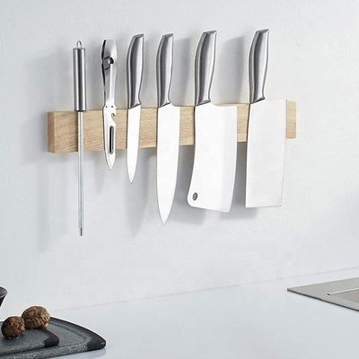 Eco-friendly 16 inch Magnetic Knife Strip Rubber Wood Kitchen Magnet Holder for Wall