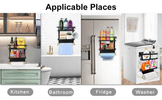 Customized Sizes Magnetic Adsorption Spice Shelf for Kitchen Bathroom Washing Machine