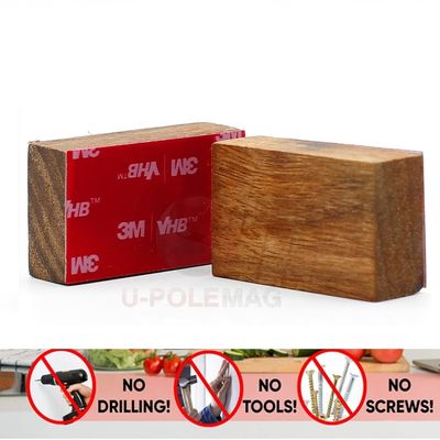Sustainable Wood Magnetic Knife Holder For Wall STRONG Neodymium Magnets Adhesive Strip