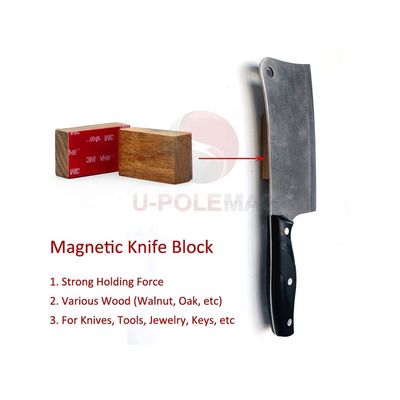 Sustainable Wood Magnetic Knife Holder For Wall STRONG Neodymium Magnets Adhesive Strip