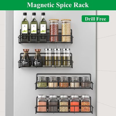 Super Space-Saving Magnetic Spice Rack for Refrigerator Strong Magnet Metal Material