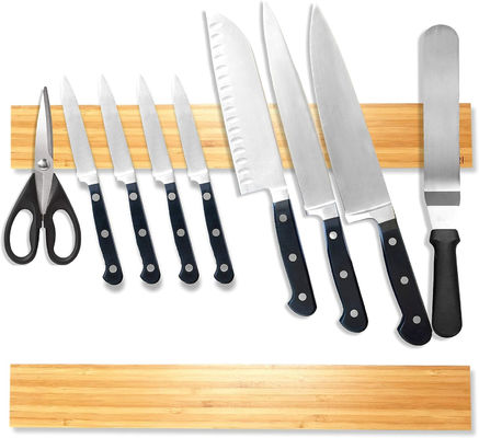 Bamboo Wood Kitchen Knife Magnetic Holder Strong Powerful Knife Rack Storage Display Organizer