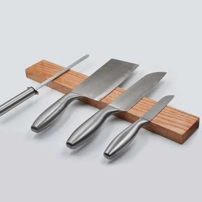 Oak Wood Magnetic Knife Holder Wall Mount Space-Saving Kitchen Accessory 680-995g