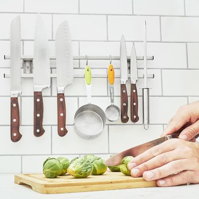 Modern Kitchenroom Block Tube Stainless Steel Magnetic Knife Holder with Hanger Hook