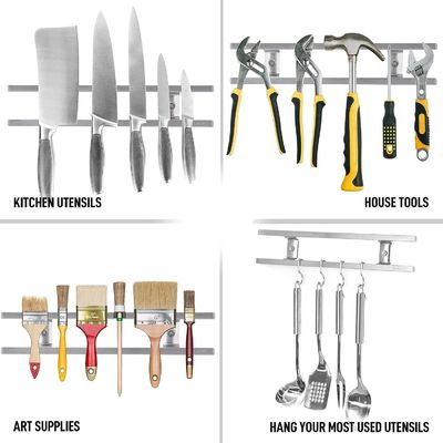 Modern Kitchenroom Block Tube Stainless Steel Magnetic Knife Holder with Hanger Hook