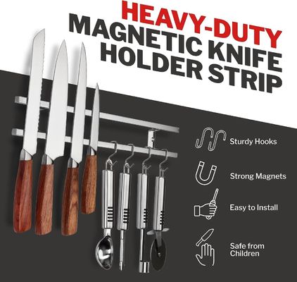 Modern Kitchenroom Block Tube Stainless Steel Magnetic Knife Holder with Hanger Hook