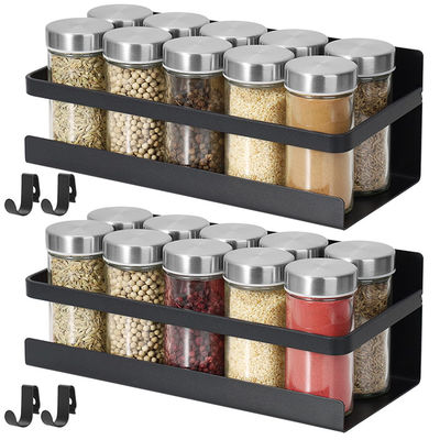 Magnetic Fridge Organizer With Black Seasoning Racks And Free Hooks