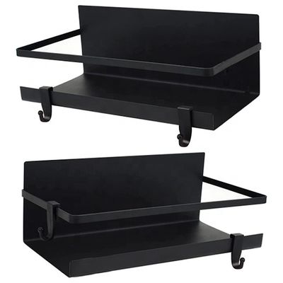 Magnetic Fridge Organizer With Black Seasoning Racks And Free Hooks