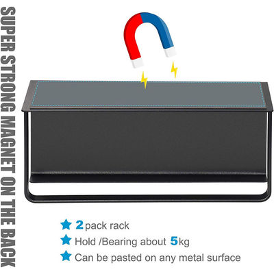 Magnetic Fridge Organizer With Black Seasoning Racks And Free Hooks