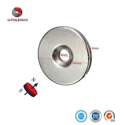 Rare Earth Hollow Circle Disc Magnet N52 with Countersunk Hole 10 and ±10% Tolerance