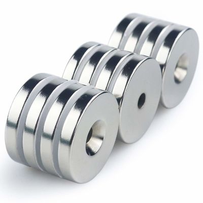 Golden Customized Neodymium Magnet with Countersunk Hole and Axial Magnetism Direction