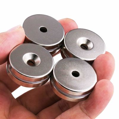 Golden Customized Neodymium Magnet with Countersunk Hole and Axial Magnetism Direction