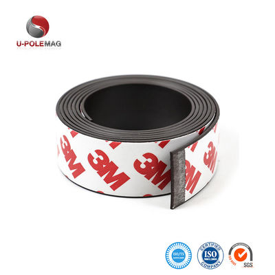 Customized Flexible Rubber Magnetic Strip with 3M Adhesive L1MxW20xT1mm Tolerance ±1%