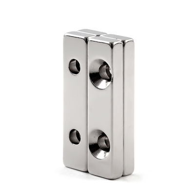 Super Strong Double Hole Neodymium Block Magnets for Engineering Temperature Resistance