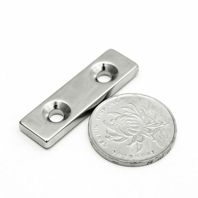Super Strong Double Hole Neodymium Block Magnets for Engineering Temperature Resistance