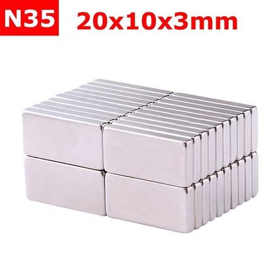 Rectangular Thin Magnet 20x10x3mm 3.3kg Force for Max Working Temperature 80 Centigrade