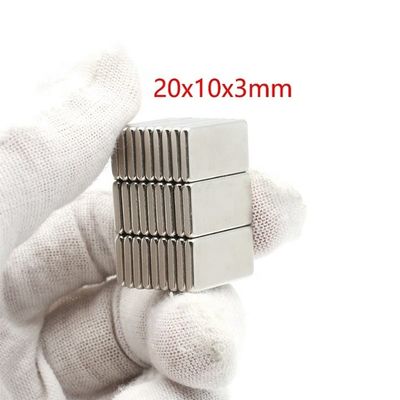 Rectangular Thin Magnet 20x10x3mm 3.3kg Force for Max Working Temperature 80 Centigrade