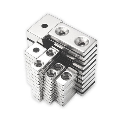 10000 Gauss N52SH Strong Block Magnet with 2 Countersunk Holes Neodymium NdFeB Material