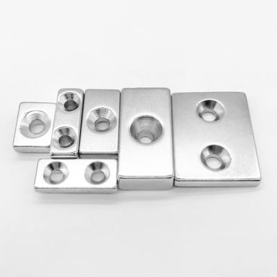 10000 Gauss N52SH Strong Block Magnet with 2 Countersunk Holes Neodymium NdFeB Material