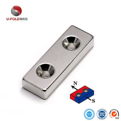 10000 Gauss N52SH Strong Block Magnet with 2 Countersunk Holes Neodymium NdFeB Material