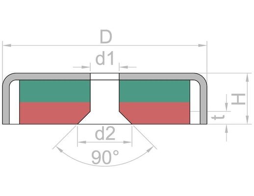 Permanent Rare Earth Neodymium Magnet with Countersunk Hole High Temperature Resistant